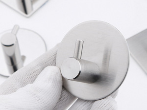 Black 304 Stainless Steel Metal Wall <b>Hooks</b> <b>Rail</b> 5x5cm Eco-Friendly Flexible Design Gel Adhesive Wekis Brand for Clothing Use - Product Image 6