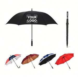 Grand parapluie de golf personnalisé avec logo imprimé, long manche, double parapluie pour femme, en fibre de verre, résistant au vent, hydrofuge, tissu anti-UV, coupe-vent - Product Image 1