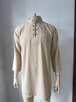 Koshibo Qamis Homme, Robe Arabe Saoudienne de Dubaï, Kaftan pour la Mosquée et les Cérémonies, Manches Courtes, Respirant, Léger, Brodé