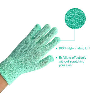 Guanti da bagno esfolianti in Nylon da bagno in marocco 100% poliestere personalizzato a cinque dita con pelle morta rosa guanto da massaggio per il corpo - Product Image 3