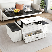 Table basse moderne pliable en bois massif avec plateau relevable et support TV mobile pour petit salon