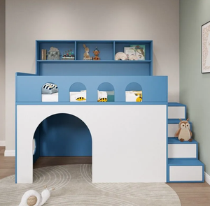 Nuovo Design <span class=keywords><strong>Letto</strong></span> Matrimoniale di Lusso in Legno per Bambini, Arredamento Camera da <span class=keywords><strong>Letto</strong></span> <span class=keywords><strong>con</strong></span> Scivolo ad Arco e Scale <span class=keywords><strong>con</strong></span> Vano Contenitore - Product Image 1