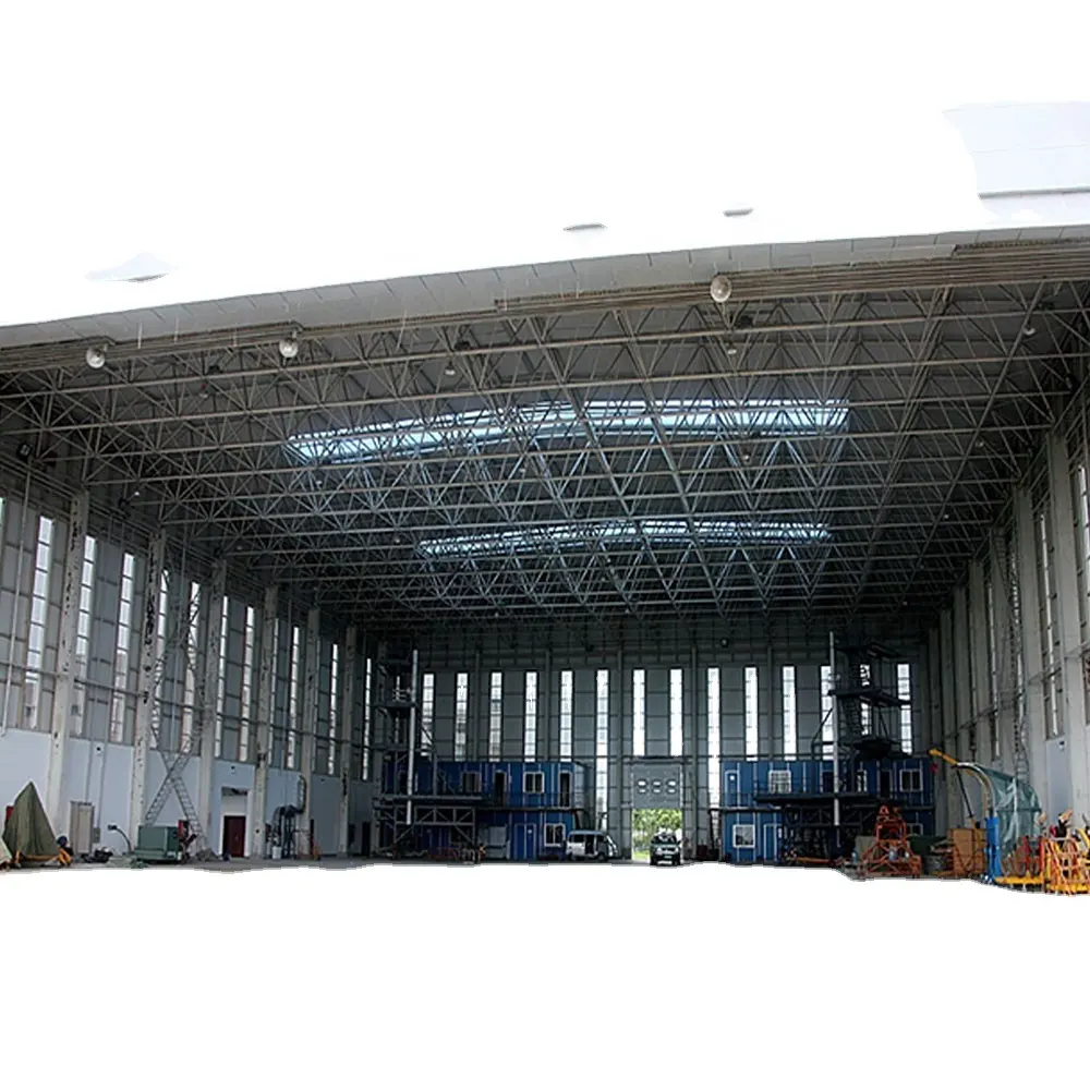 Fast prefabrication durable long span steel hangar