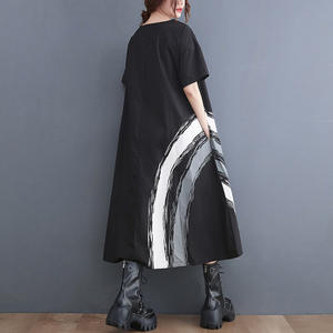 Taglia unica Han versione nuova ampia moda abito rotondo con scollo rotondo stampato di grandi dimensioni abito di media lunghezza - Product Image 6