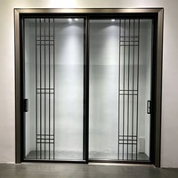 Puerta Corredera Manual de Aluminio Resistente a Huracanes con Vidrio Templado Transparente para Jardín, Supermercado, Cocina e Interiores