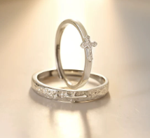 Anillo de sello grueso de plata de ley S925 con circonita en forma de cruz para novio, anillo de boda, compromiso, joyería fina para pareja - Product Image 2