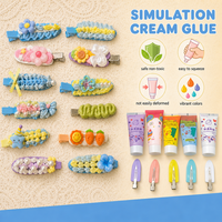 Kit de loisirs créatifs pour pinces à cheveux DIY pour filles, kit de colle crème Decoden avec accessoires en résine, décorations de dessins animés, jouet fait main pour enfants, cadeau