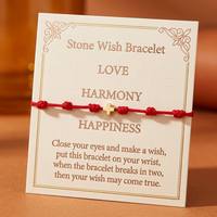 Bracelet ajustable en corde tressée coréenne rouge avec croix dorée, unisexe, tendance, rétro, artistique, pour faire un vœu, pour couple ou meilleur ami