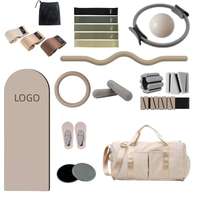 Bande de Résistance en Tissu Extensible Rose pour Yoga Femme avec Logo Personnalisé, Anneau de Pilates et Kit d'Accessoires de Pilates – Vente en Gros