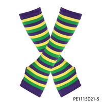 PESENAR Gants longs rayés sans doigts, accessoires de costume de carnaval du Mardi Gras pour déguisement de fête