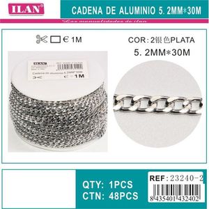 Catena in alluminio 5,2 mm x 30 m colore argento per lavori artigianali - Product Image 1