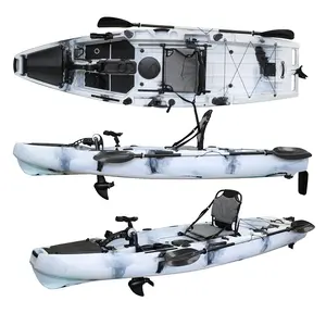 Kayak de un solo pedal personalizado para pescar Kayak de pie individual sentado de 3,2 m con pedales Material HDPE/LLDPE/PE para ríos