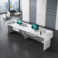 Meubles de bureau commerciaux modernes, petit comptoir de réception en marbre pour salon de beauté, hôtel, salle de sport, école, comptoir d'accueil en bois