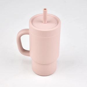 Minimalist Stainless Steel Silicone Travel <b>Mug</b> With Straw Screw-On Lid Bpa Free Unisex For Camping Outdoor Use - Product Image 2