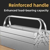 Boîte de rangement d'outils pliable à double couche en acier inoxydable, étanche, multifonctionnelle, anti-poussière, sans clé
