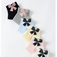 Chaussettes mi-mollet en coton respirantes antidérapantes avec nœud décoratif coréen pour femmes, extensibles et empilables, vente en gros