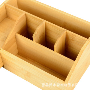 Natural Bamboo Desktop <b>Makeup</b> Organizer With Drawers Multi-functional Storage <b>Box</b> For Cosmetics And Lipstick - Product Image 3
