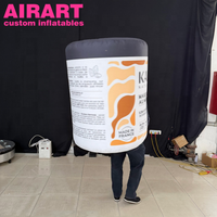 Costume gonflable personnalisé en forme de bouteille ou de canette pour événements extérieurs et défilés