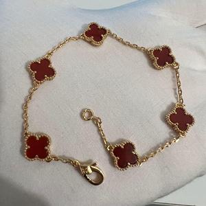 <span class=keywords><strong>Bracelet</strong></span> de luxe en <span class=keywords><strong>agate</strong></span> rouge motif trèfle à six fleurs, haute couture, design de niche, bijou de mode féminin pour soirée, cadeau - Product Image 5