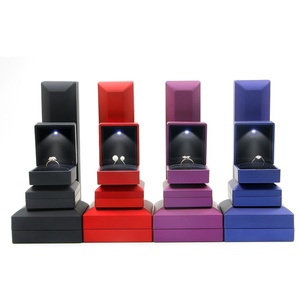 Custom Luxury Black Plastic Gift Logo Set <b>Led</b> <b>Light</b> Necklace Ring Jewelry Jewellery Packaging Box With <b>Light</b> up for - Product Image 3