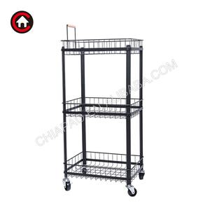 3 Tier Slim Metal Rolling Utility Cart Kitchen Trolley Rolling Storage Cart Utility <strong>Trolly</strong> - Product Image 4