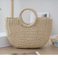 Sac de plage d'été en paille tressée tendance 2026 pour femme, sac fourre-tout en osier à porter à la main ou à l'épaule pour femme