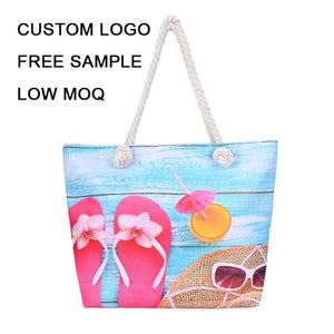 Customized <b>Large</b> Rope Carrying Tote Shoulder <b>Bag</b> Sturdy <b>Canvas</b> Reusable Grocery Shopping Summer Beach <b>Bags</b> 2026 - Product Image 1