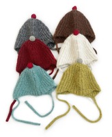 Bonnets d'hiver pour bébé, doux et moelleux, en tricot, avec cache-oreilles et pompon, chauds, colorés et mignons, avec sangle à nouer, pour l'extérieur et la ville, personnalisables avec logo