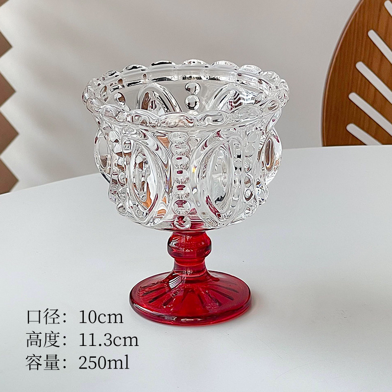 Verre à pied gaufré cristal - Rouge 250ml