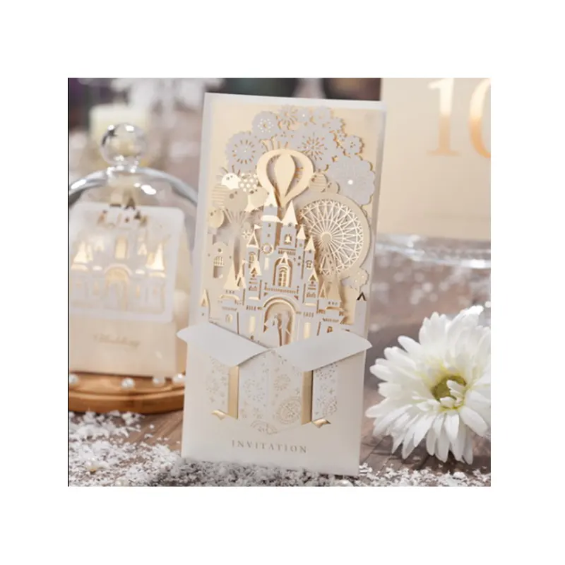 Hard cover 3D Laser Cut paper greeting cards customized new design invitation