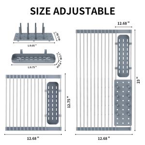 <span class=keywords><strong>Escurridor</strong></span> de platos plegable extensible portátil de acero inoxidable 304 sobre el fregadero estante <span class=keywords><strong>enrollable</strong></span> tipo de pie para uso en la cocina - Product Image 2