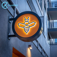 Boîte lumineuse publicitaire murale extérieure à LED avec panneau circulaire thermoformé pour la publicité