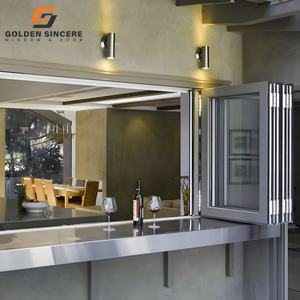 GS Haute Qualité Accordéon Aluminium Verre Trempé Fenêtre Bi-pliante Fenêtres Pliantes Horizontales - Product Image 6