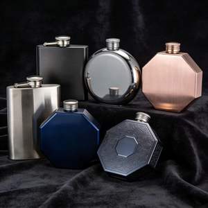 Servicio de Mecanizado de Metales Personalizado, Electroerosión por Hilo, Brochado, Juego de Petacas de Alcohol de Acero Inoxidable Dorado de Lujo, Botella de Whisky - Product Image 1