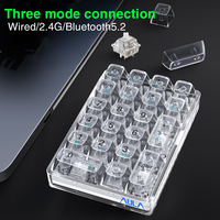Con 21 teclas BT/cableado/2,4G AULA F21 Mini Teclado mecánico digital intercambiable en caliente para Windows/MAC/Android teclado transparente