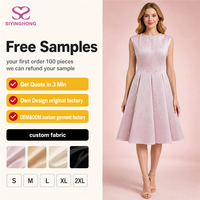 Robe Midi Rose Personnalisée pour Femme avec Perles et Pompons, Sans Manches, Coupe Évasée, pour Invitée de Mariage ou Cocktail, Vente en Gros, Fournisseur d'Usine OEM ODM