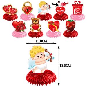 Ensemble de décoration de boules en nid d'abeille sur le thème de l'ours mignon pour la Saint-Valentin, mariage, fête, décoration de table, décoration de bureau, idée de cadeau romantique - Product Image 5