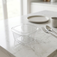 Contenants alimentaires transparents en PET avec couvercles à clipser, boîtes de conservation jetables pour salades et charcuteries
