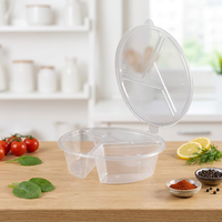 Boîte à sauce jetable à trois compartiments en PP de qualité alimentaire, anti-fuite, avec compartiment intégré pour condiments, modèle mini-gobelet pour emporter