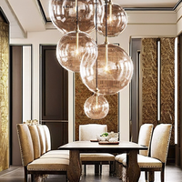 Lampe suspendue en verre transparent de style nordique, finition chromée, luminaire décoratif pour la maison, idéal pour une salle à manger et une cuisine