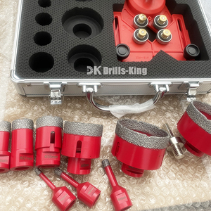 Ensemble de 11 forets diamantés brasés sous vide, localisateur de trous pour carrelage + adaptateur hexagonal + forets à noyau pour perçage à sec avec boîte en aluminium - Product Image 3