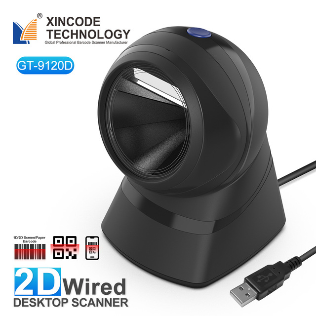 Xincode Hands-Free 1D 2D Screen Barcodes Scanning Scanner Desktop Omnidirectional Barcode Scanner X-9120D0