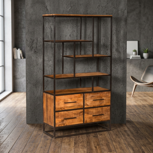 Estantería Industrial de Metal y Hierro Vintage con 4 Cajones, Mueble Portátil para el Hogar, Sala de Estar o Dormitorio - Product Image 2