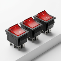 Interrupteur à bascule éclairé KCD2 250 V CA 16 A à 4 broches avec LED rouge pour chauffage électrique, idéal pour machine de test