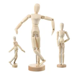 Mannequin d'artiste en bois réglable de 5.5 pouces avec support, modèle articulé de Figure humaine pour le dessin ou la décoration de bureau