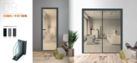 Cabine de douche en verre et aluminium imperméable postmoderne Rongda RD-03, porte intérieure en verre noir doré pour la maison, l'appartement, l'hôtel