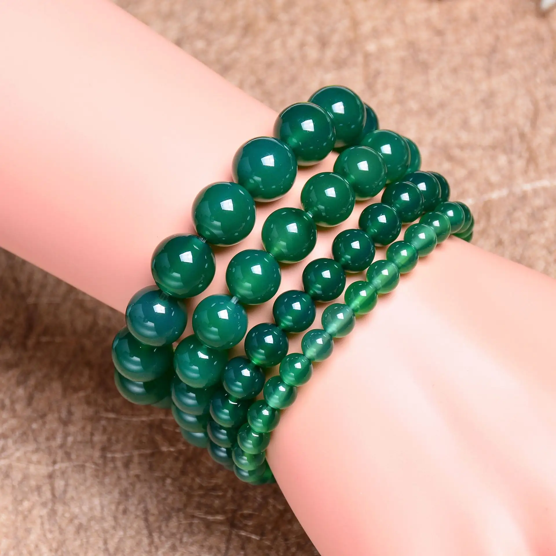 Hoge Kwaliteit Groene Agaat Natuursteen Kralen Armbanden Mode Kristal Jade Edelsteen Boeddha Kralen Armband