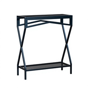Mesa Consola Metálica Industrial Moderna con Base de Trípode y Estante Inferior para Entrada o Pasillo - Product Image 1