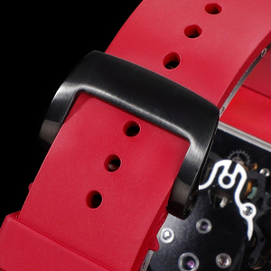 Montre mécanique à remontage manuel 052 en fibre de carbone rouge, modèle Skull Tourbillon, pour femmes et hommes, Tech Noir Apex Timepiece Watch - Product Image 6