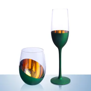 المصنعين التخصيص 300 مللي الأخضر الملونة كأس زجاجية الشمبانيا كؤوس ل الزفاف